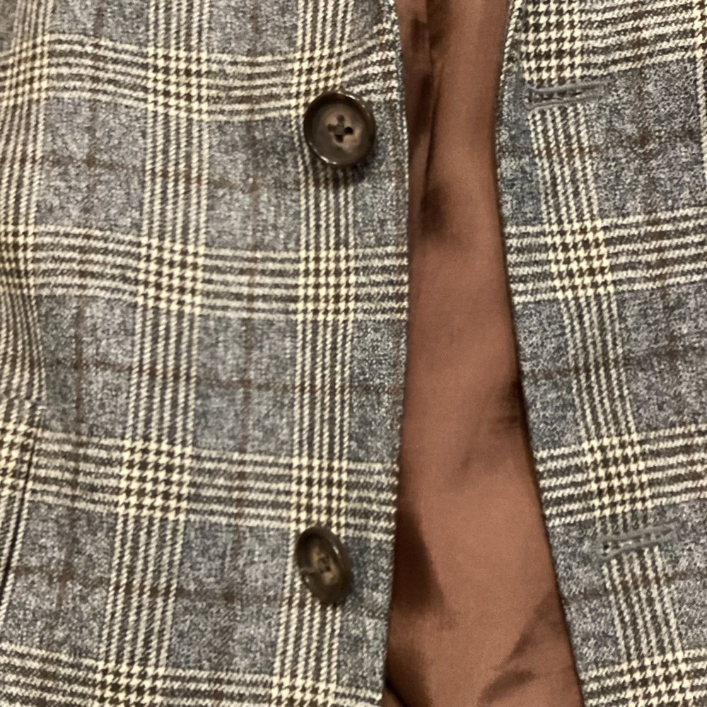 Coppley Sport Coat Blazer REDA Super 110s Wool Milo Brown Gray Plaid Size 40R - Picture 8 of 14